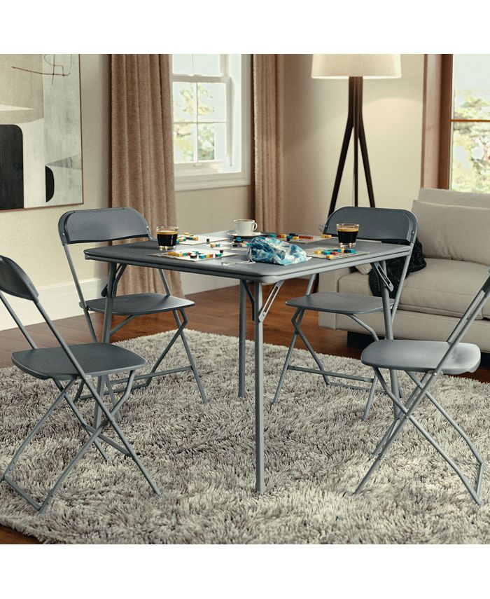 EMMA+OLIVER Foldable Card Table With Vinyl Table Top Game Table