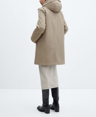 MANGO Women's Shearling Collar Midi Parka