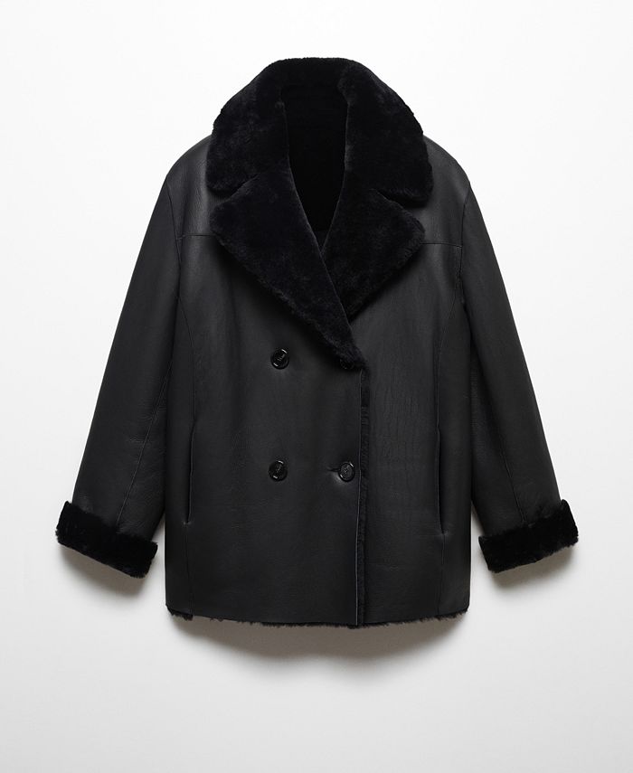 MANGO Women's ShearlingLined Leather Jacket Macy's