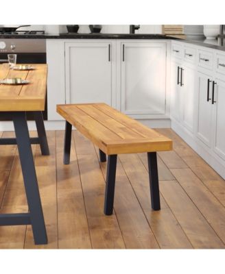 Tokar Rustic Acacia Wood Bench With Seating For Two, Flared Wooden Legs And Slatted Surface For Indoor And Outdoor Use