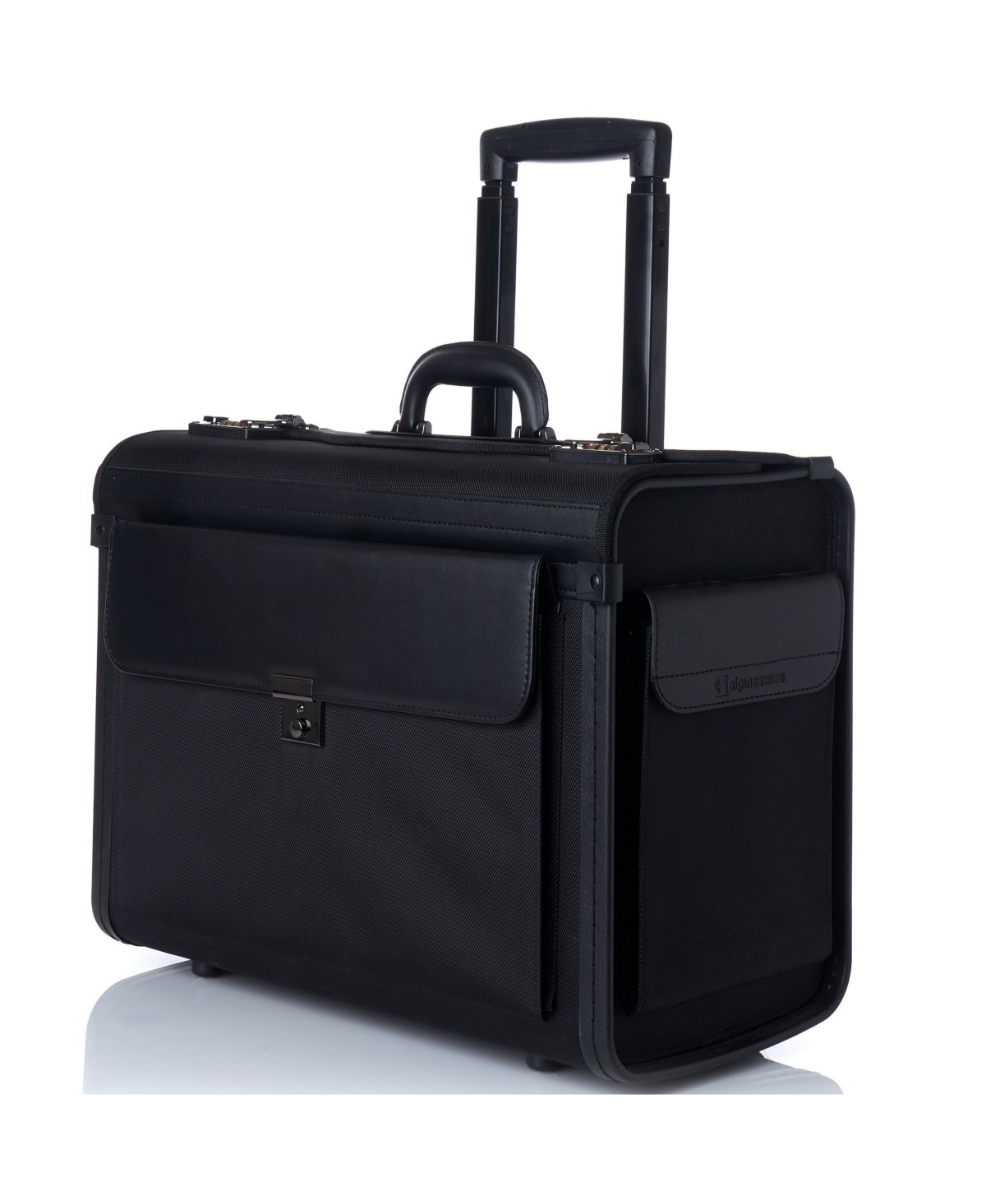 19" Wheeled Briefcase Rolling Case Sales Sample Pilot Lawyer Attache - Black