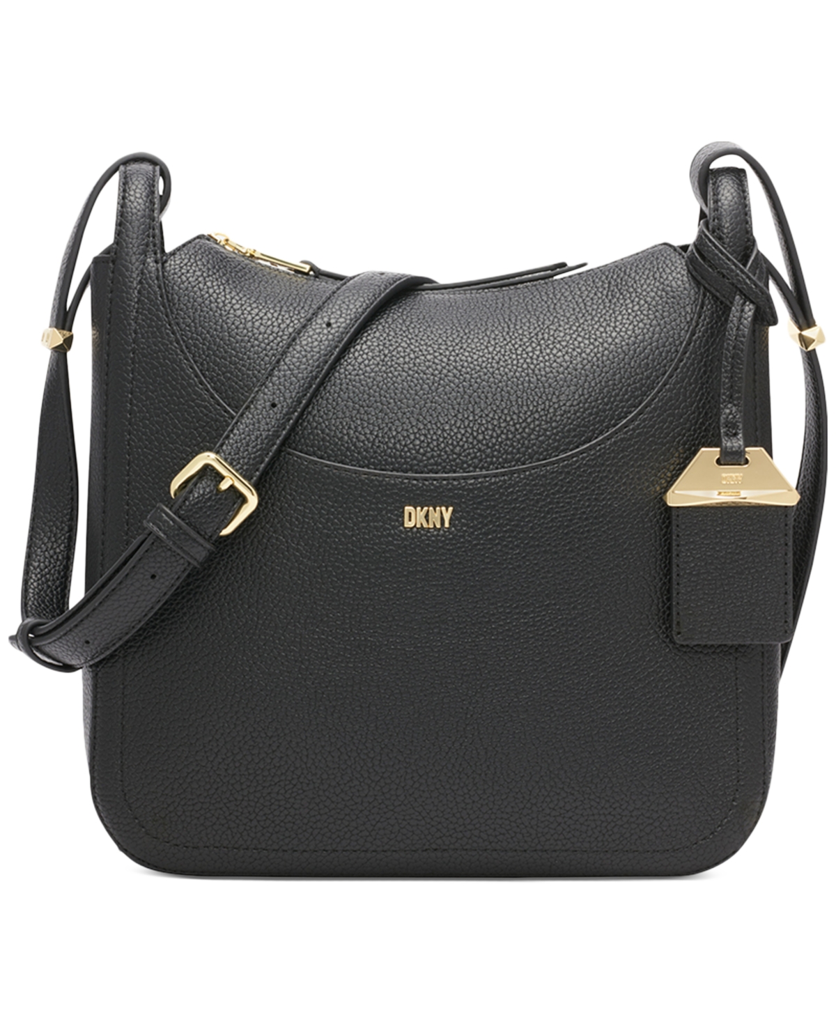 Dkny Barbara Small Zip Top Messenger In Black,gold