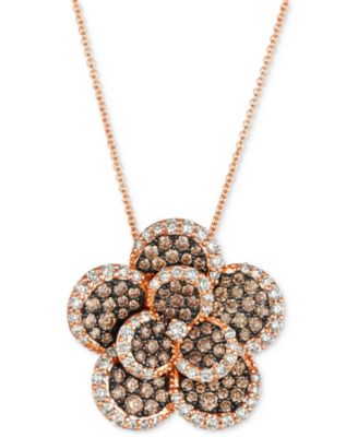 Le Vian - Chocolate Diamond & Nude Diamond Flower Adjustable 20" Pendant Necklace (2-1/3 ct. t.w.) in 14k Rose Gold