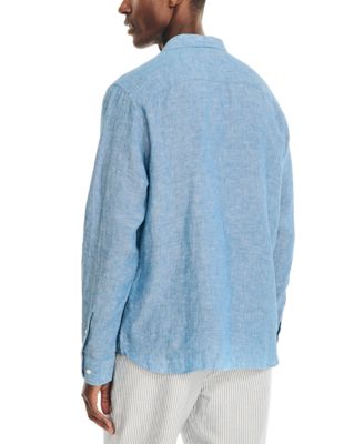 Men's Classic-Fit Long-Sleeve Button-Up Solid Linen Shirt 