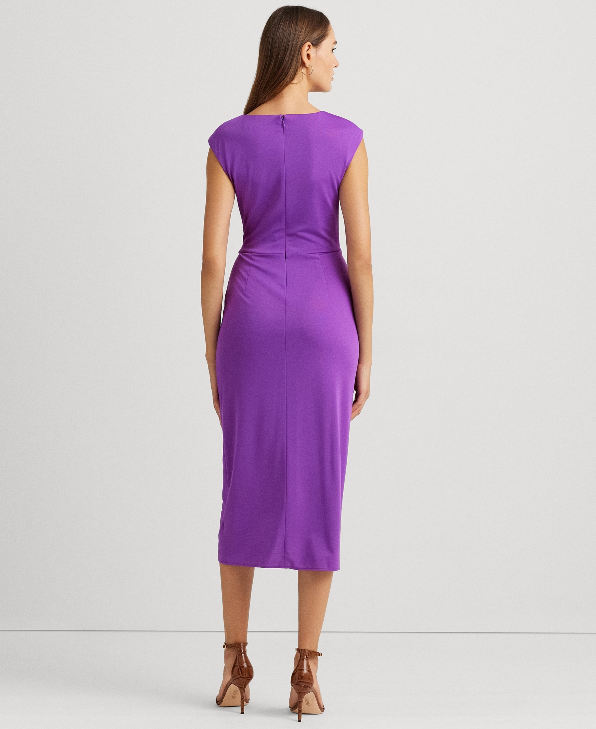 Lauren Ralph Lauren Women's Stretch Jersey Tie-Front Dress - Purple Jasper  | Smart Closet