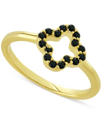 Giani Bernini - Simulated Black Spinel Openwork Clover Ring (1/6 ct. t.w.) in 18k Gold-Plated Sterling Silver