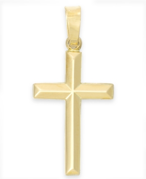 image of Tube Cross Pendant in 14k Gold