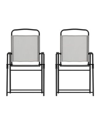Munroe Set Of 2 Textilene Folding Sling Style Patio Chairs With Armrests