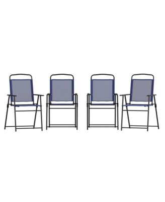 Munroe Set Of 4 Textilene Folding Sling Style Patio Chairs With Armrests