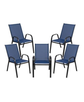 5 Pack. Outdoor Stack Chair With Flex Comfort Material And Metal Frame