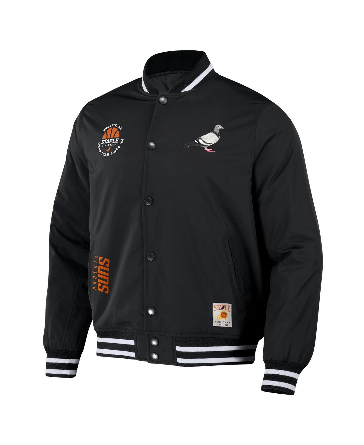Shop Staple Men's Nba X  Black Distressed Phoenix Suns My City Full-snap Varsity Jacket