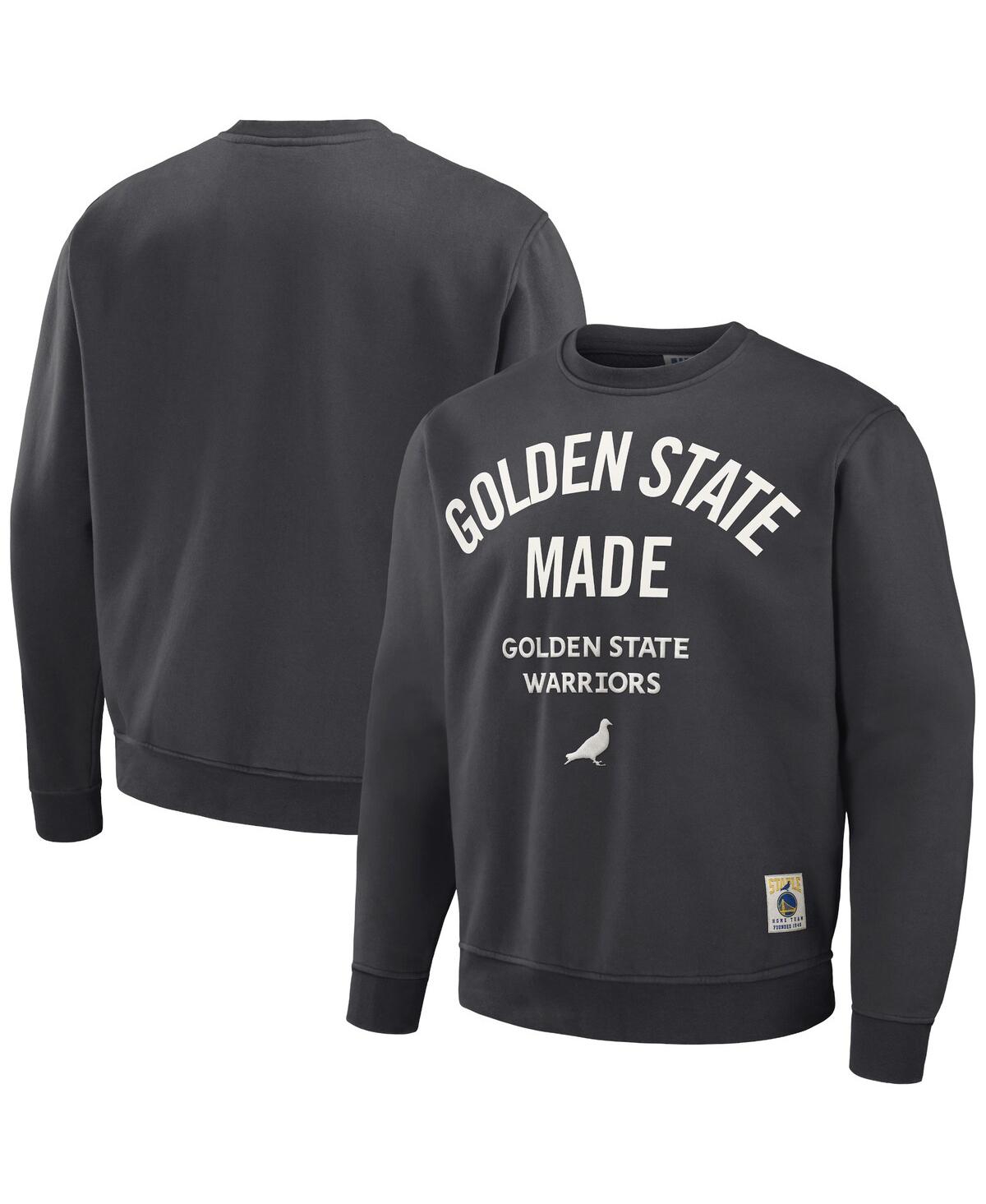 Shop Staple Men's Nba X  Anthracite Golden State Warriors Plush Pullover Sweatshirt