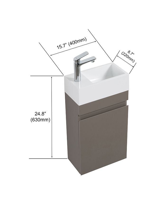 Simplie Fun Laura 16" Small Bathroom Vanity with Sink, Wall Mounted