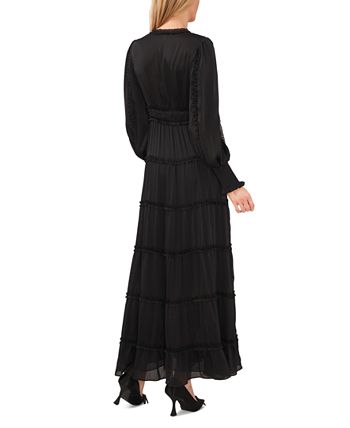 CeCe Women's Long Sleeve Plisse Ruffle Maxi Dress - Macy's