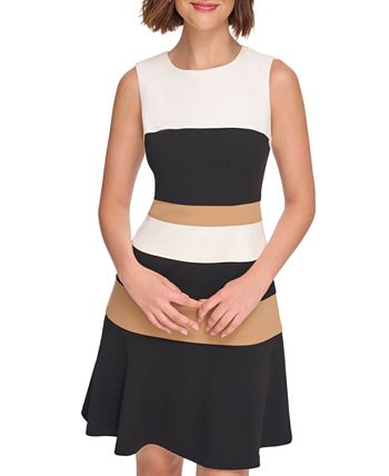 Tommy Hilfiger Women's Colorblocked Scuba Crepe Sleeveless Dress