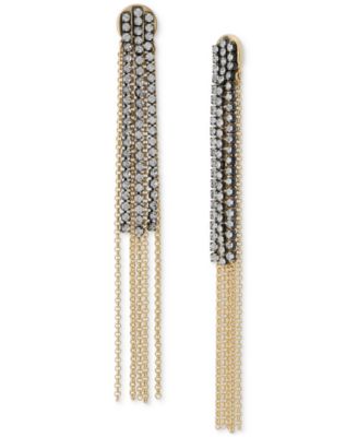 Lucky Brand - Two-Tone Crystal & Chain Fringe Statement Earrings
