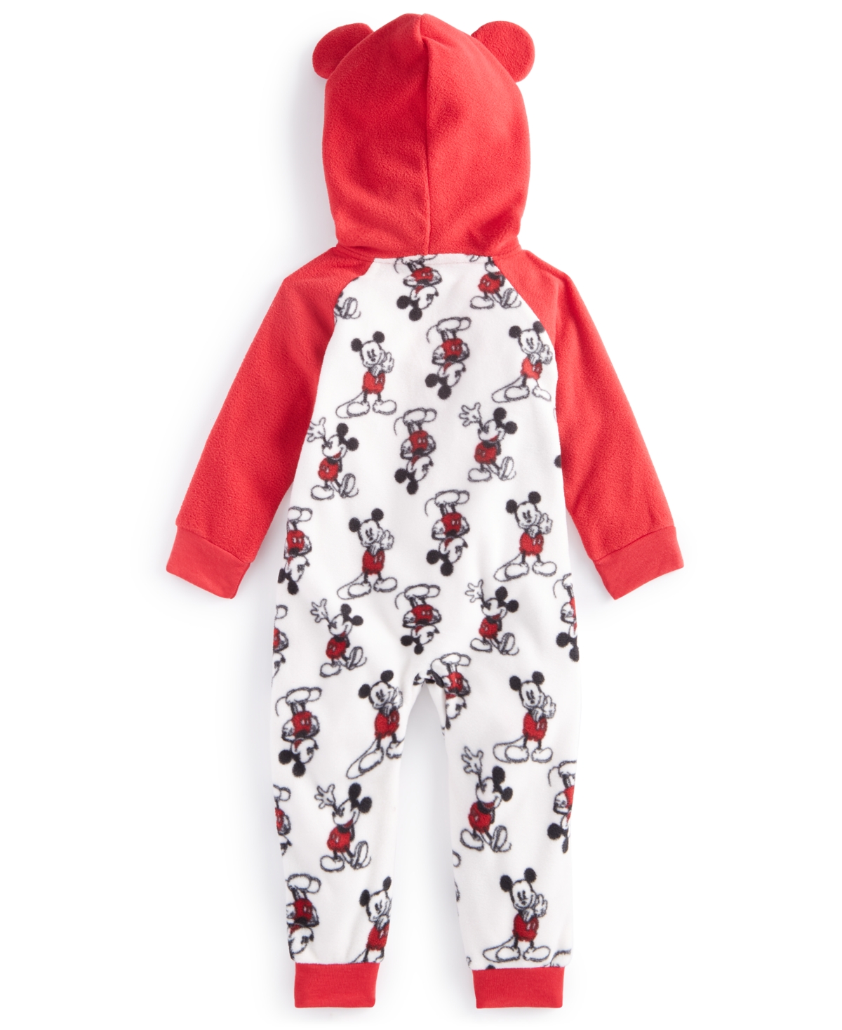 Shop Disney Baby Mickey Mouse-print Fleece Coverall In Red