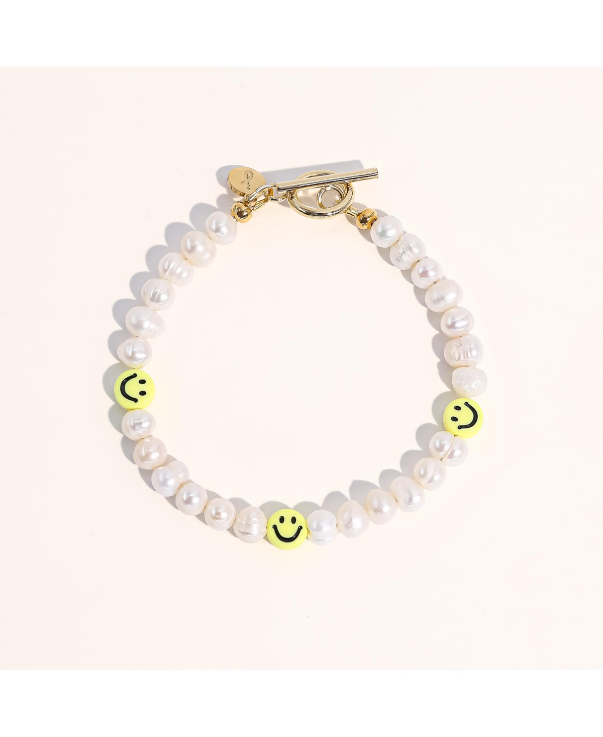 Joey Baby 18K Gold Plated Freshwater Pearls with Smiley Face - HaHa Bracelet 7