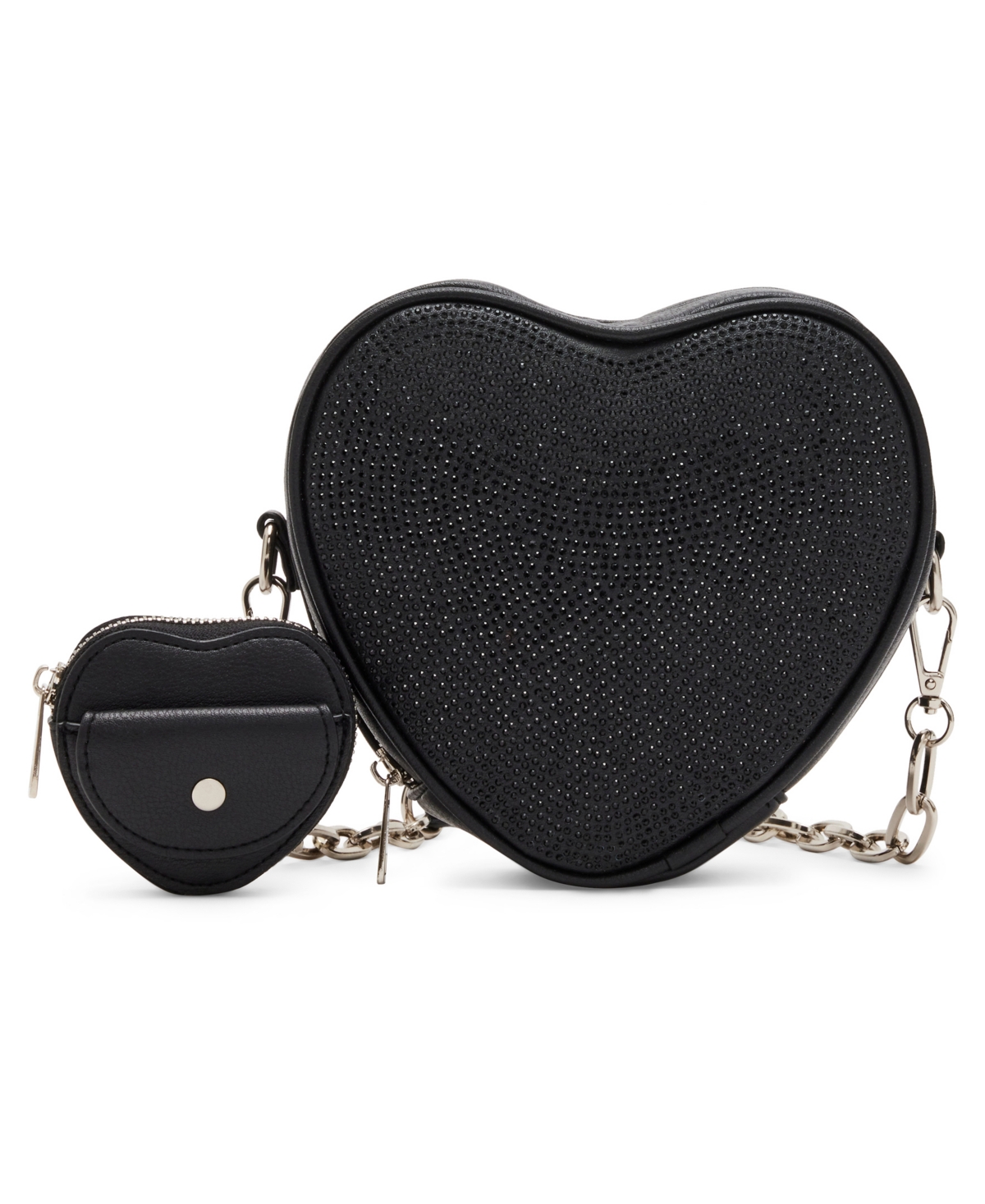 Lola Heart Crossbody Bag with Rhinestones - Black