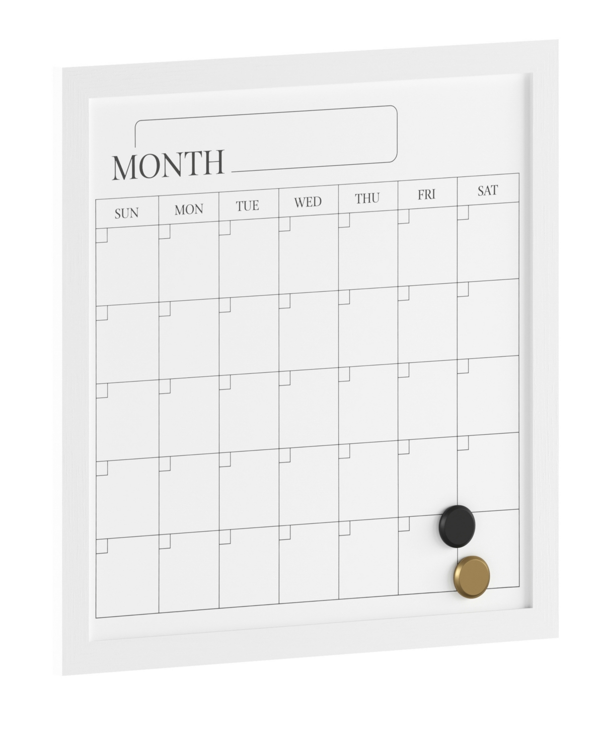 Martha Stewart Everette 18" X 18" Magnetic Monthly Calendar Dry Erase Board With Frame In White Woodgrain
