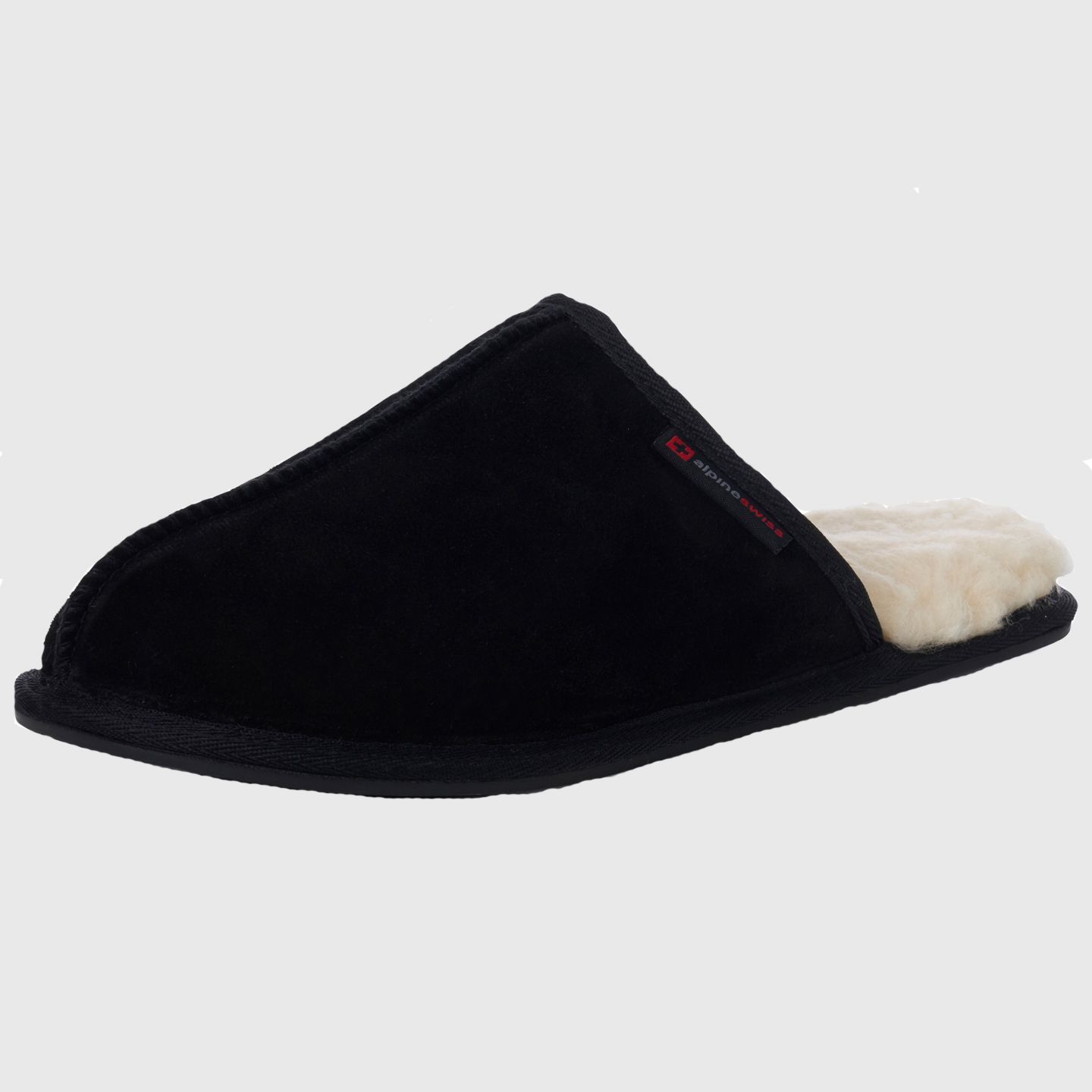 Мужские тапочки Alpine Swiss Microsuede Memory Foam Scuff Slippers Comfort Slip On, цвет: Чёрный — фото 1