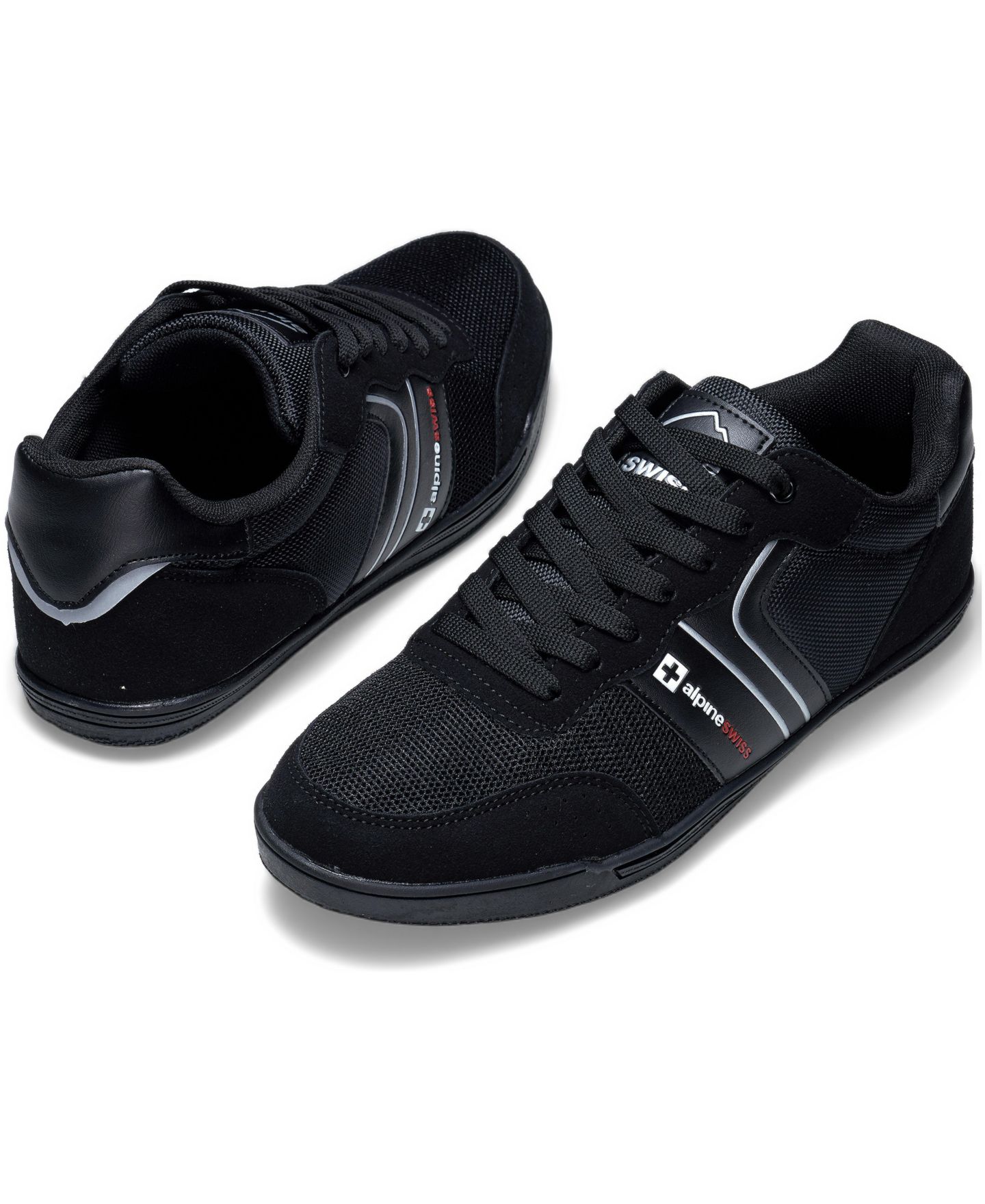 Мужские кроссовки Alpine Swiss Liam Fashion Sneakers Suede Trim Low Top Lace Up Tennis Shoes, цвет: Чёрный — фото 10