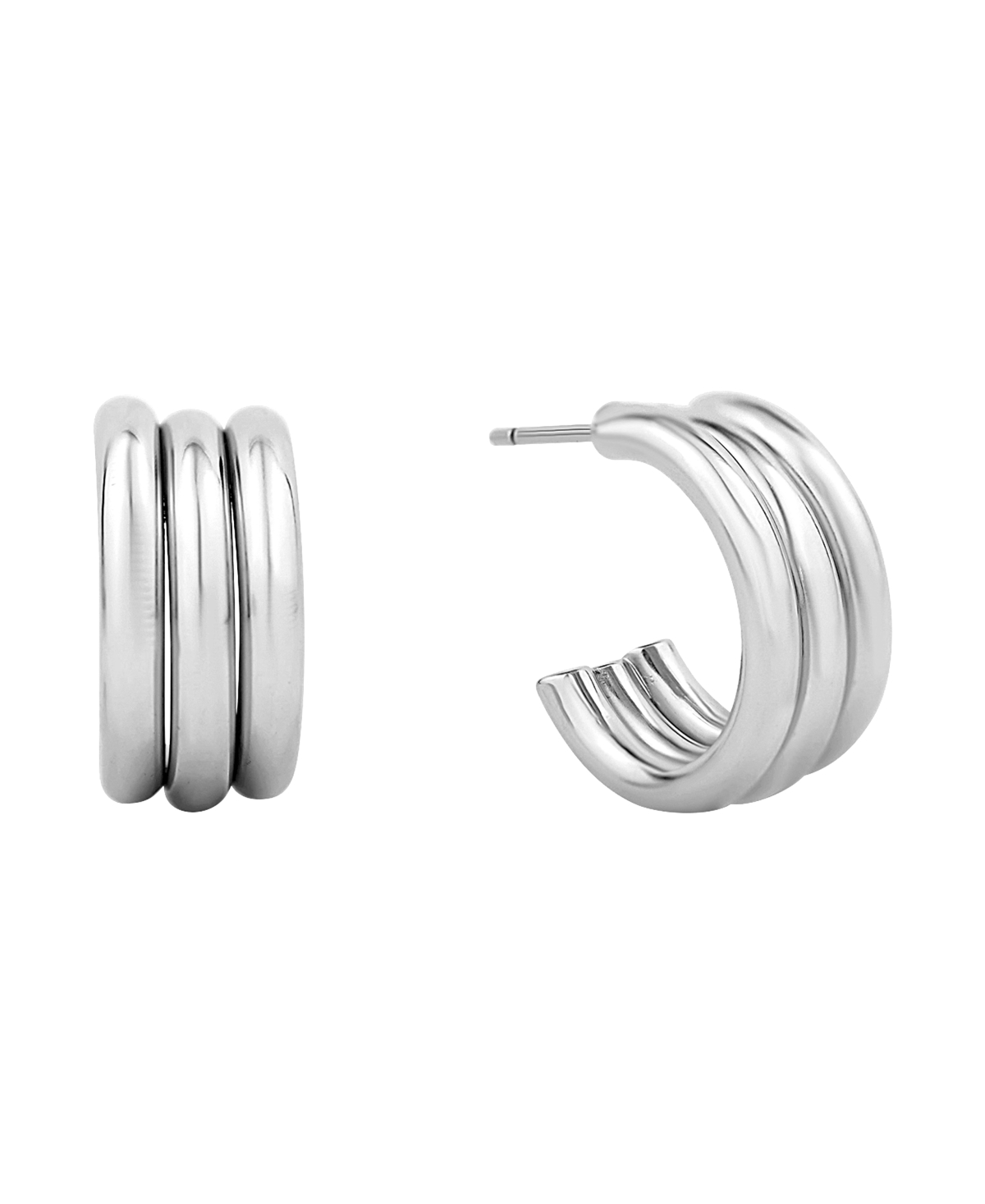 And Now ThisPlated or 18K Gold-Plated C Hoop Earring - Silver