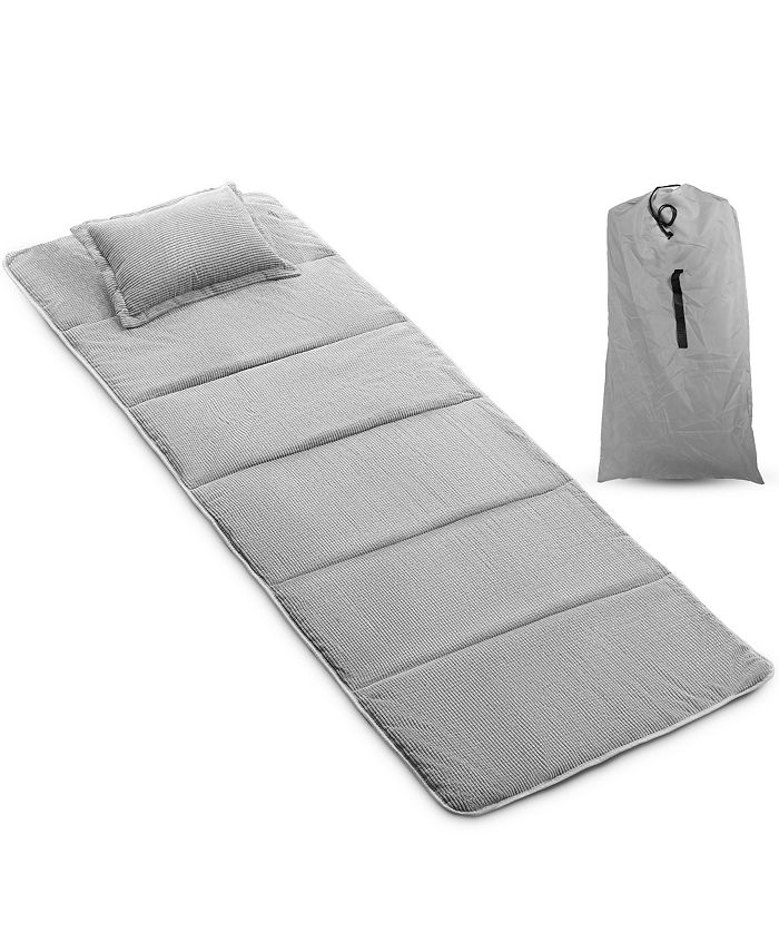 Alpcour Camping Cot Mattress Pad 75x28" Corduroy Topper with Pillow