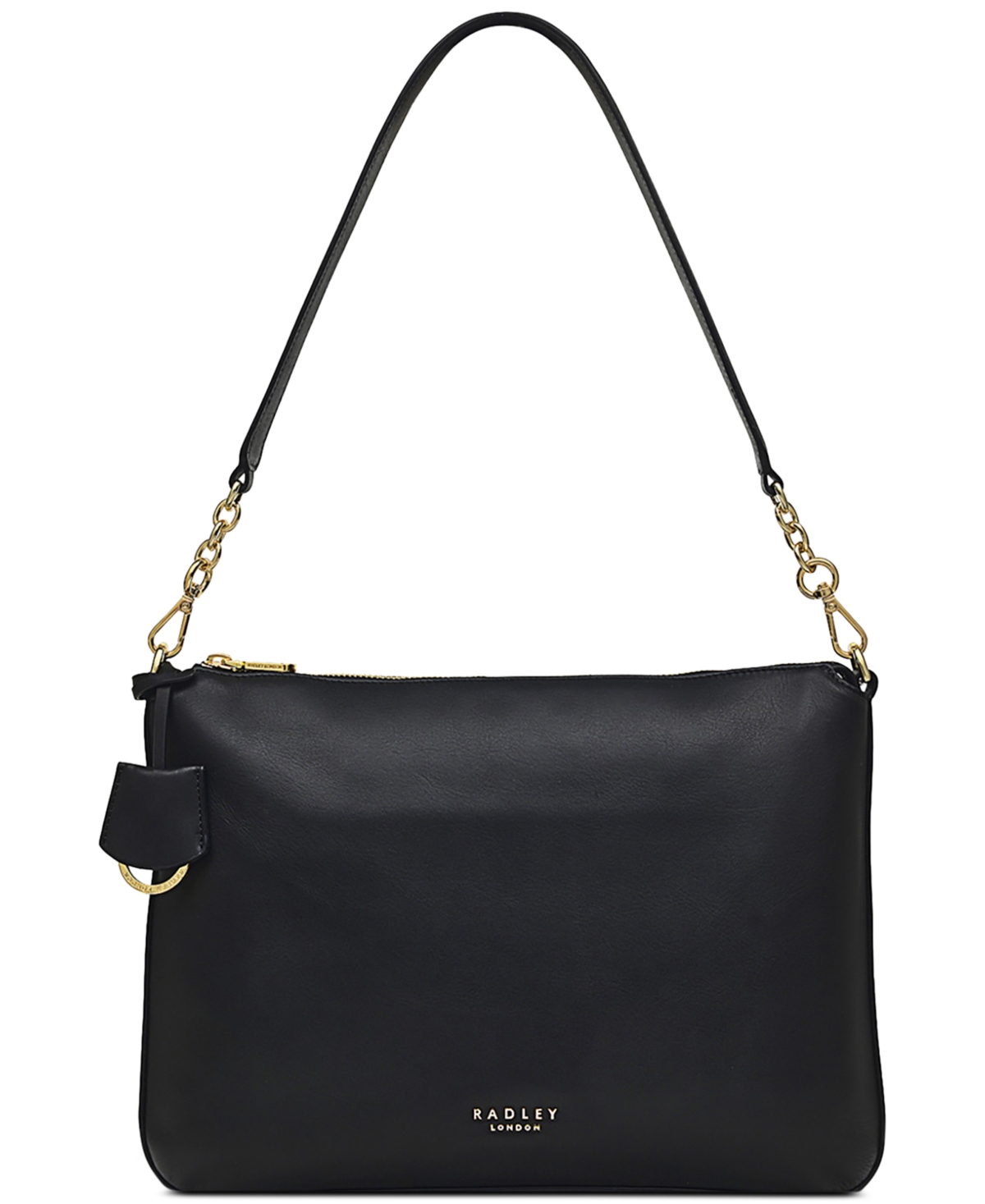 Warnham Court Medium Ziptop Leather Shoulder Bag - Black