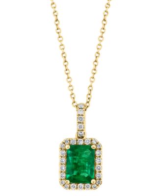 EFFY&reg; Emerald (1-3/8 ct. t.w.) and Diamond (1/4 ct. t.w.) Pendant Necklace in 14k Gold or 14k White Gold, Created for Macy's