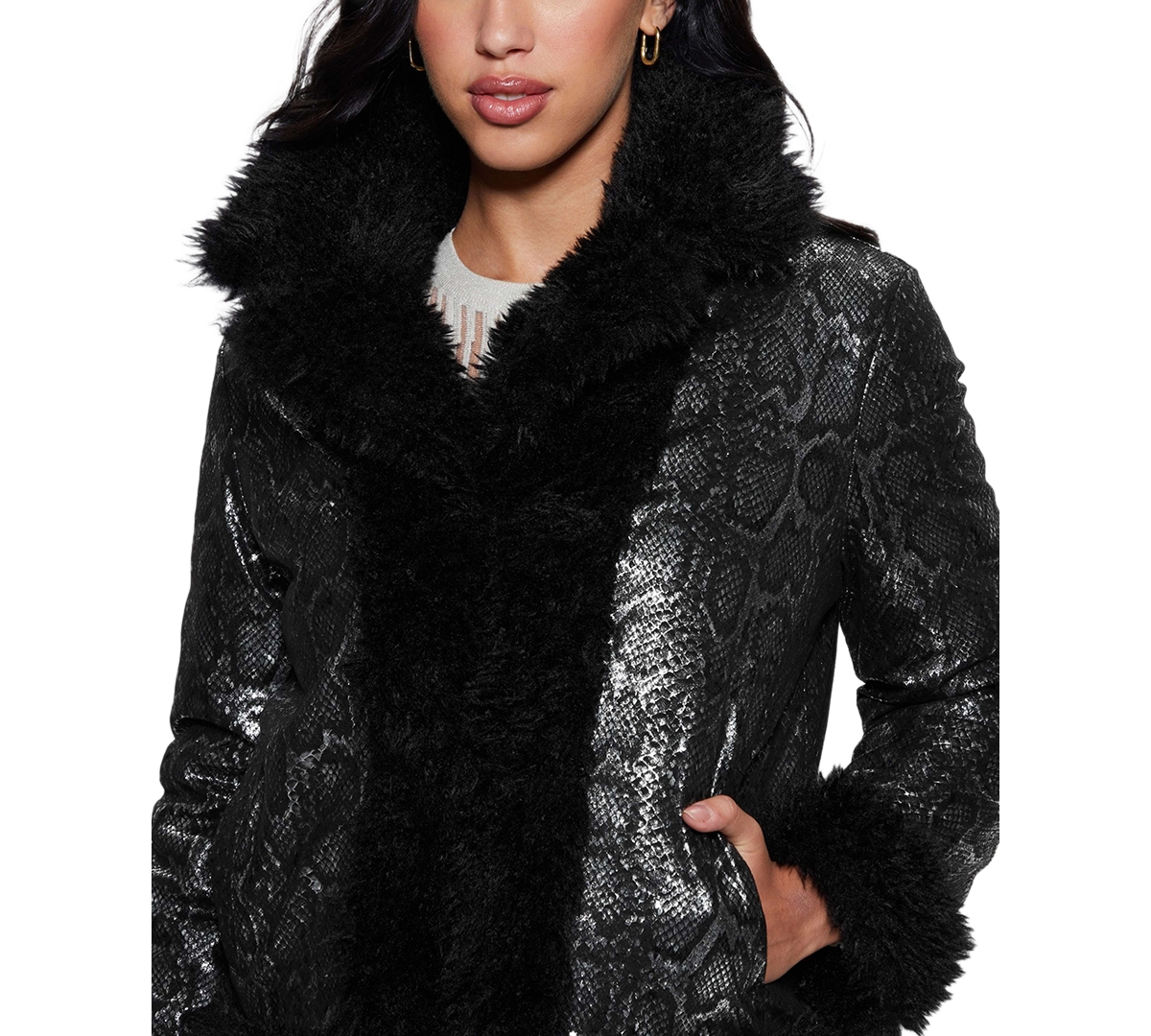Shop Guess Women's Penelope Reversible Long-sleeve Jacket In Jet Black A