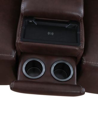 Greymel 74" Zero Gravity Leather Loveseat with Console and Power Headrests