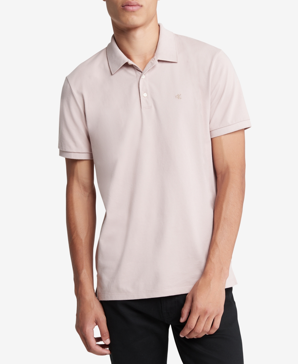 Calvin Klein Men's Regular-fit Smooth Cotton Monogram Logo Polo Shirt In Adobe Rose
