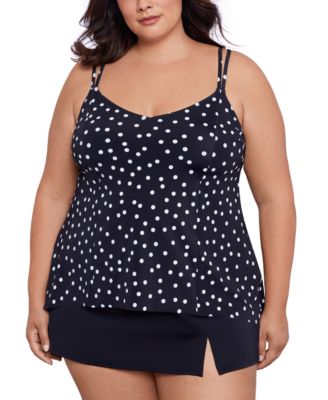 Shop Swim Solutions Plus Size Dotted Princess Seam Hi Lo Tankini Swim Skirt Created For Macys In Rain Of Dots