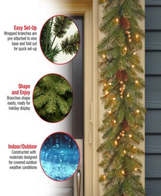 National Tree Company 9' x 10" Glittery Pine Garland with 100 Clear Lights