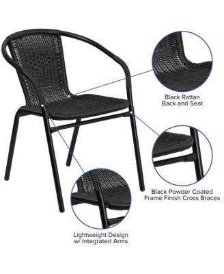 Rattan Indoor-Outdoor Restaurant Stack Chair With Curved Back 2 Pack