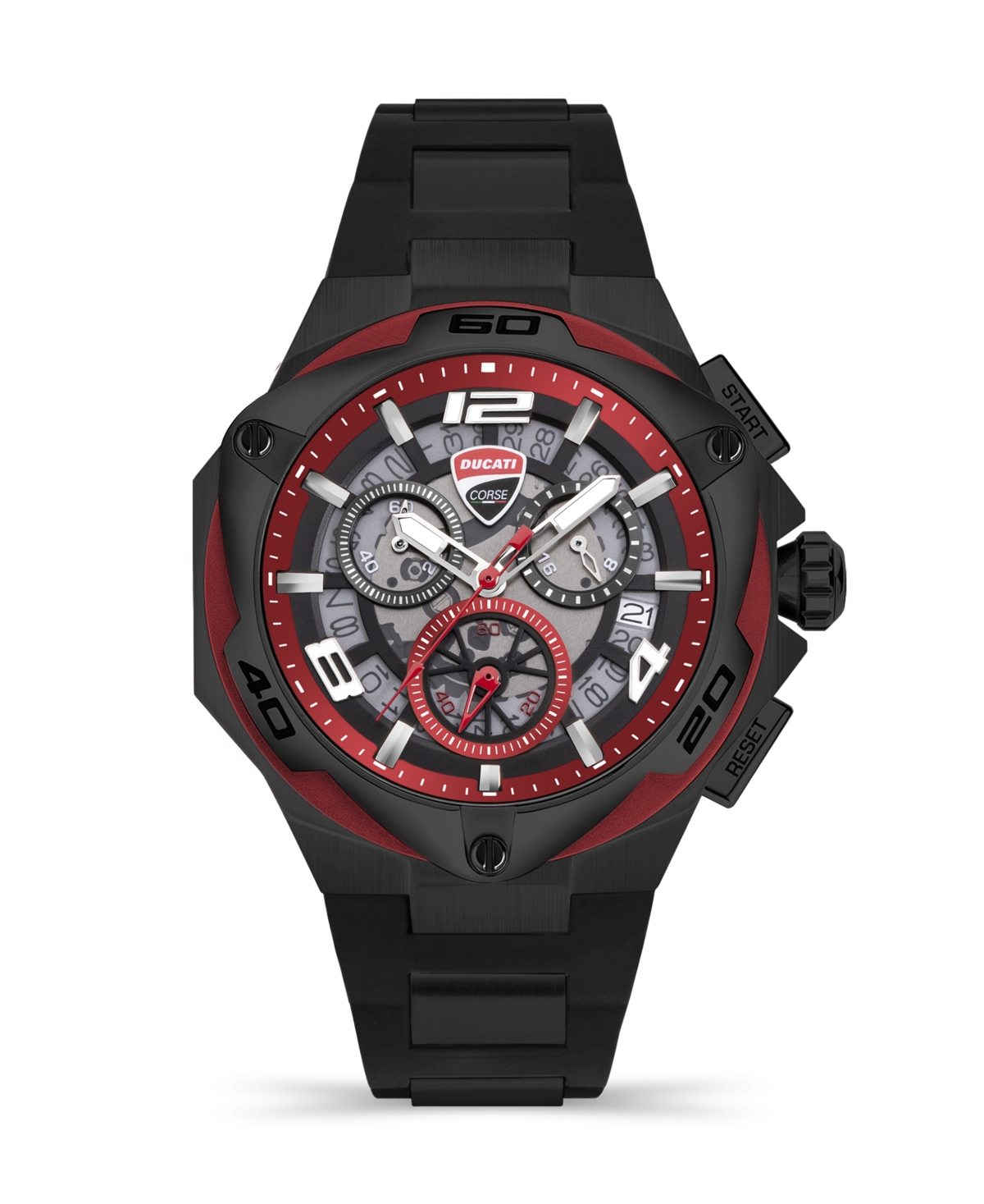 Men's Quartz Black Silicone Watch 49mm - Black