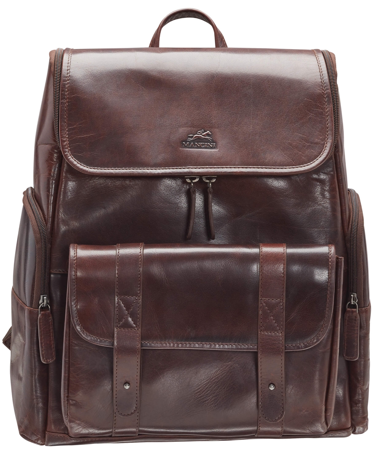 Men's Buffalo Backpack with Zippered Laptop, Tablet Compartment - Brown