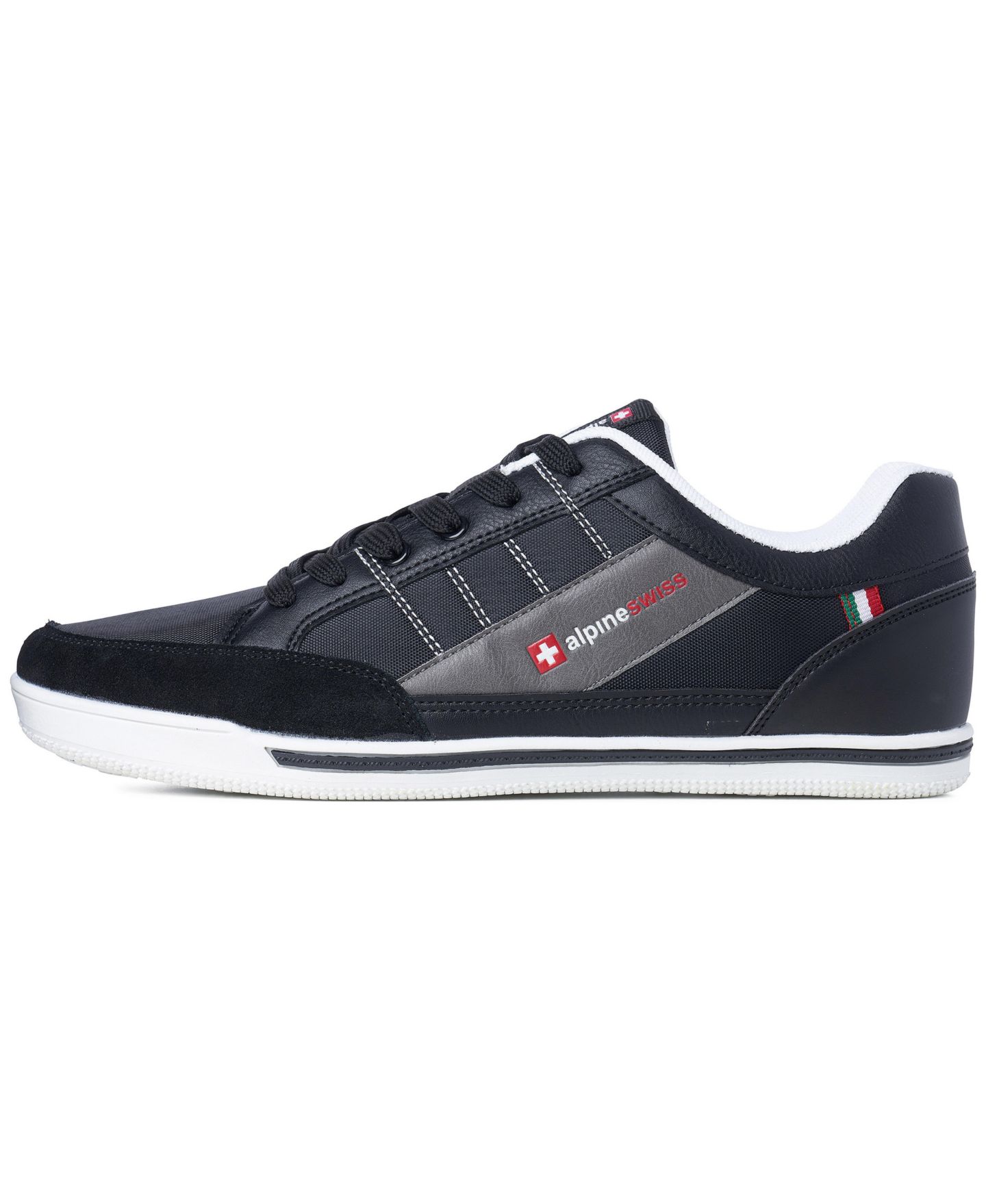 Мужские кроссовки Alpine Swiss Stefan Retro Sneakers For Men Stylish Low-Top Shoes with Suede Trim Perfect For Casual Footwear Fashion Sneakers Tennis Shoes, цвет: Чёрный — фото 7