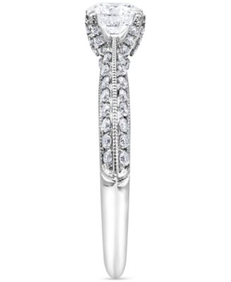 Diamond Knife Edge Milgrain Bead Engagement Ring (7/8 ct. t.w.) in 18k White Gold