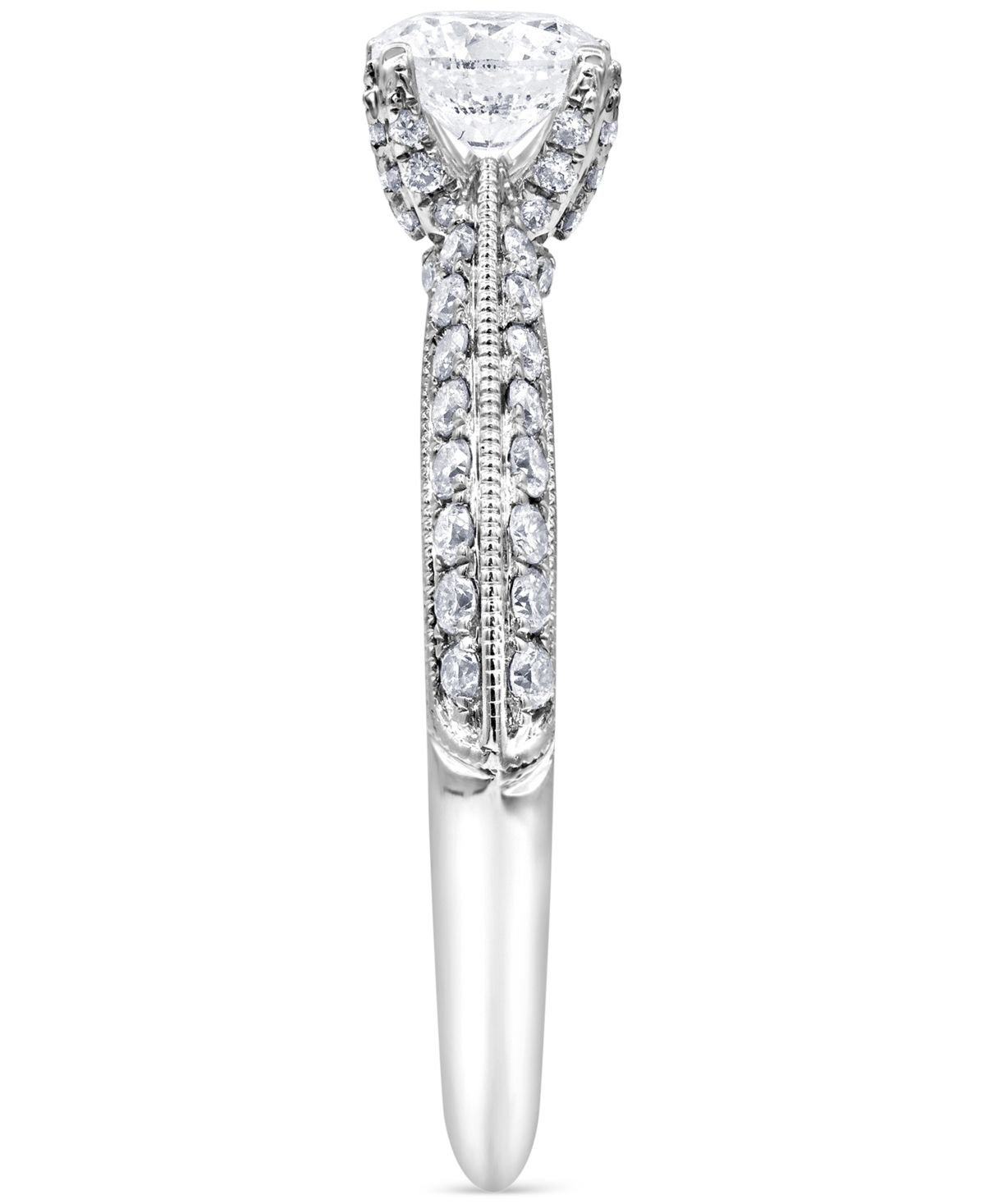 Macy's Diamond Knife Edge Milgrain Bead Engagement Ring (7/8 Ct. T.w.) In 18k White Gold In White Gold