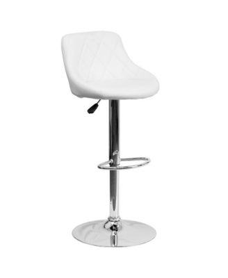 Bucket Seat Adjustable Height Barstool With Diamond Pattern Back