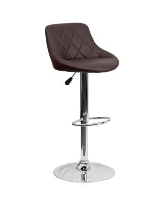 Bucket Seat Adjustable Height Barstool With Diamond Pattern Back