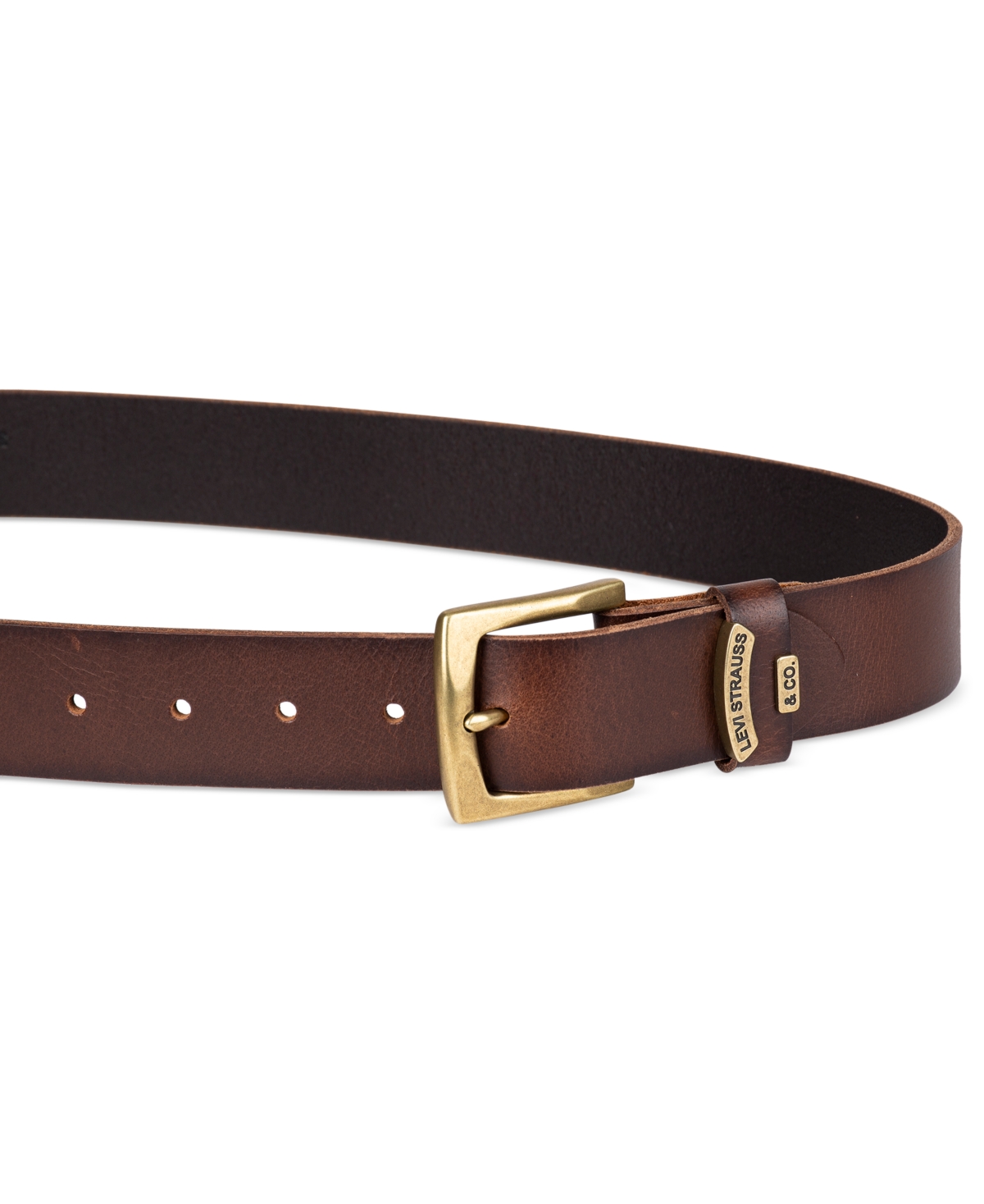 Shop Levi's Men's Gold Buckle Leather Belt In Brown