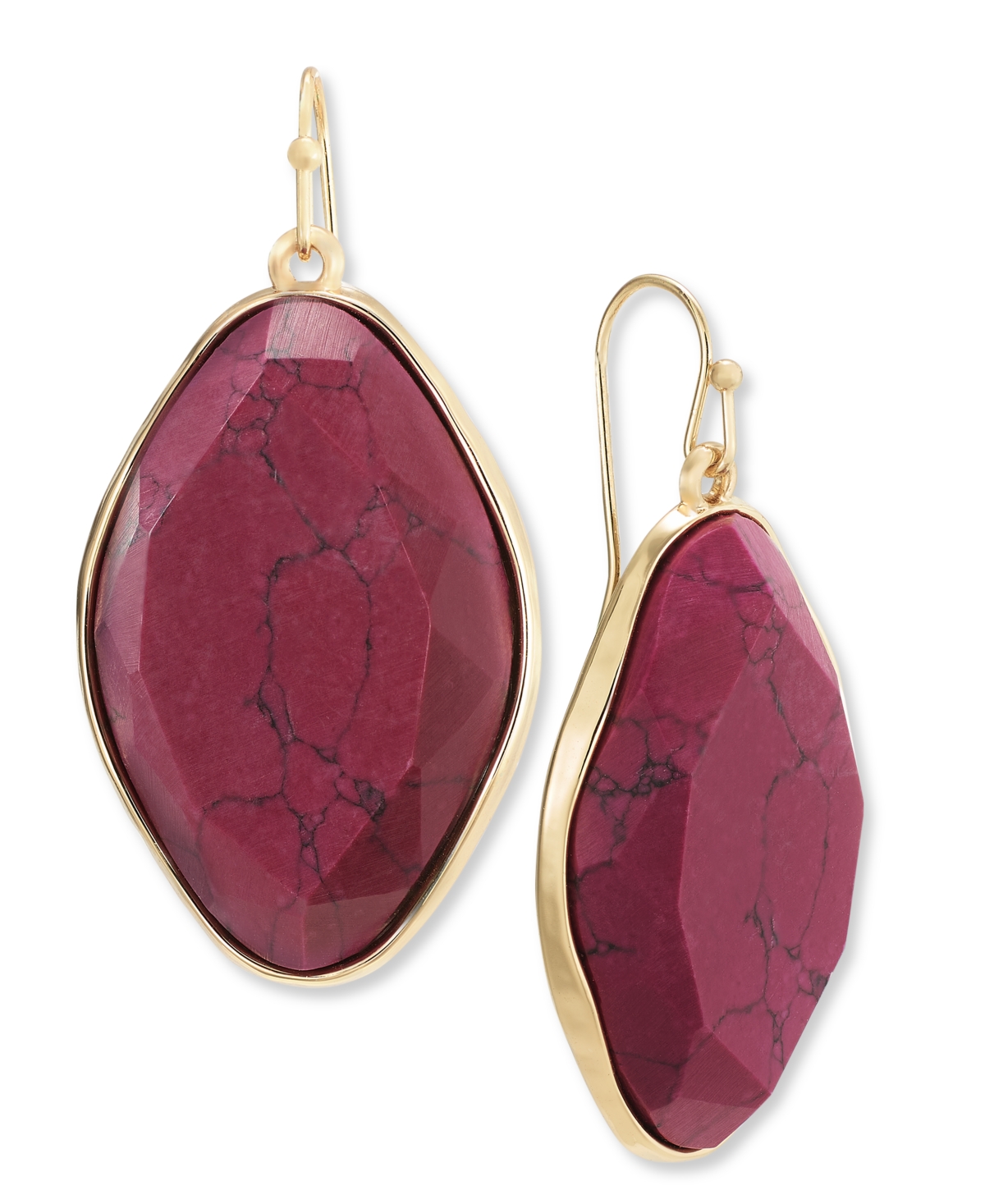 Style & Co Oval Color Stone Drop Earrings, Created For Macy's In Magenta