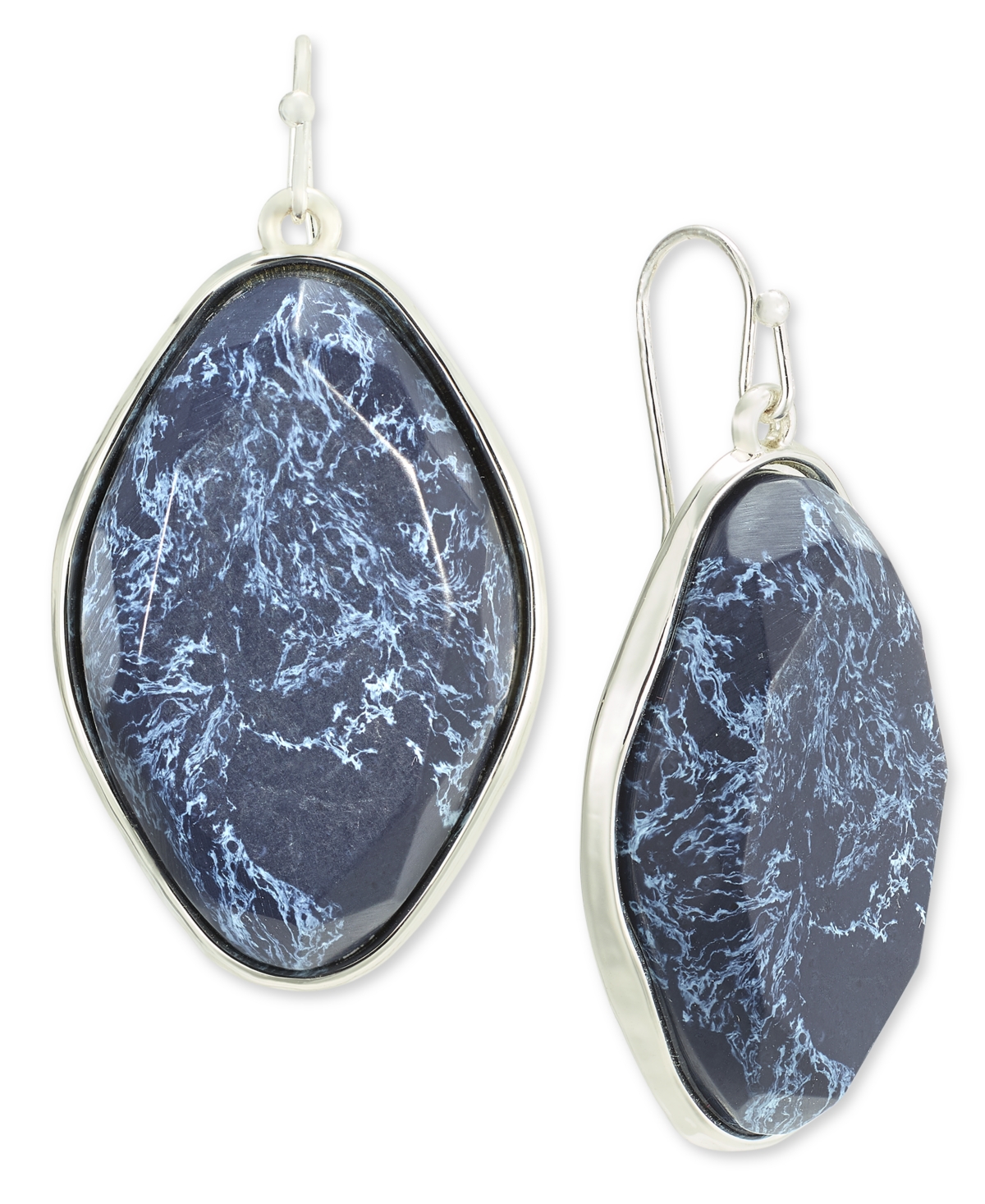 Style & Co Oval Color Stone Drop Earrings, Created For Macy's In Ocean Blue