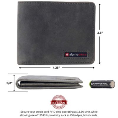 Mens Genuine Leather RFID Safe Bifold Wallet Passcase 2 ID Windows