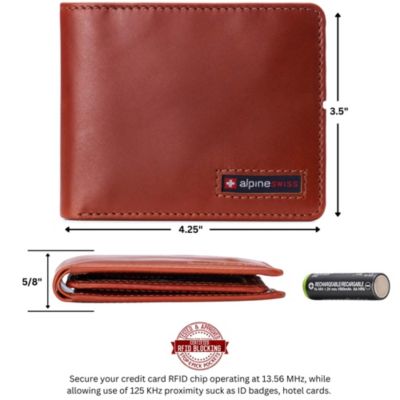 Mens Genuine Leather RFID Safe Bifold Wallet Passcase 2 ID Windows
