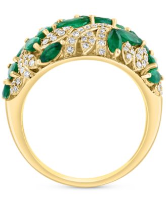 EFFY&reg; Emerald (2-1/5 ct. t.w.) & Diamond (3/8 ct. t.w.) Cluster Ring in 14k Gold