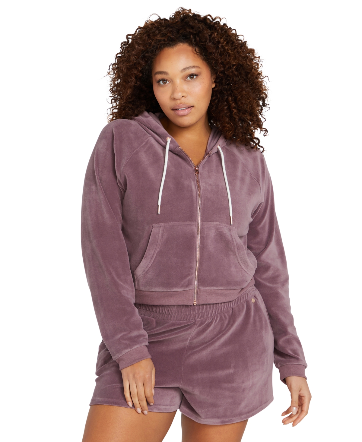 Shop Volcom Juniors' Lived In Lounge Velour Zip Hoodie In Acai